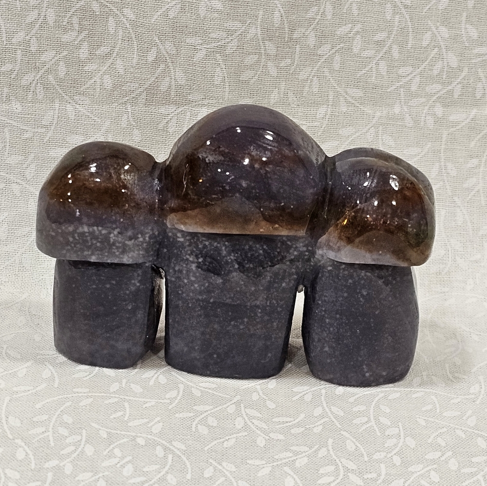 Triple Mushroom Crystal Figurine
